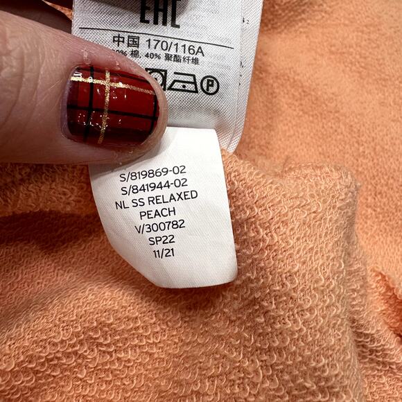 Gap Size XXL Cropped Sweatshirt Short Sleeve Relaxed Peach Slouchy Loungewear - Picture 7 of 13